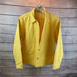 Chico's Yellow Textured Button-Front Jacket